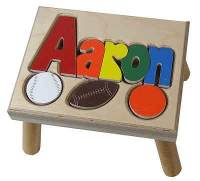 Personalized Sports Step Stool in Natural Maple